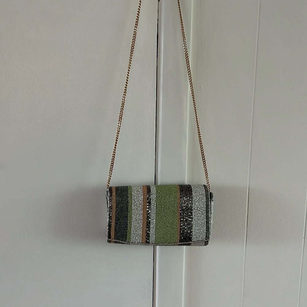 Anthropologie Beaded Green Clutch